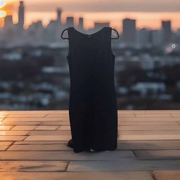 St. John Caviar Women's Sz 4 Knit Wool Blend Black Dress Wardrobe Staple - Picture 1 of 7